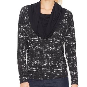 Kensie Long Sleeve Cowl Neck Printed Top